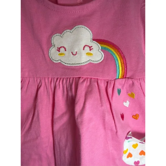 Baby bon bébé Casual Dress 12 Months Pink Rainbow Hearts NWT - Picture 1 of 6